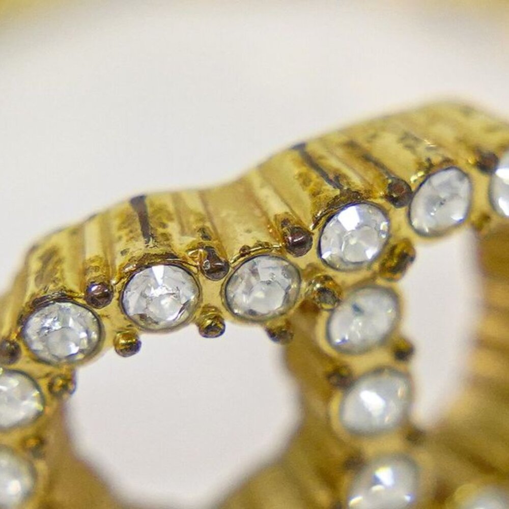 Dior CD Logo Rhinestone Ring S Gold Plated - Picture 7 of 10